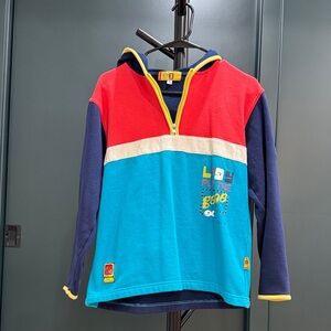 Tug Colorblock Hooded Pullover Sweatshirt - Blue/Red
